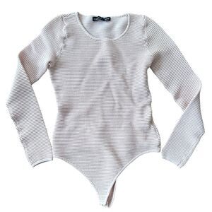 Naked Wardrobe Bodysuit Thong Perforated Pale Pink Medium